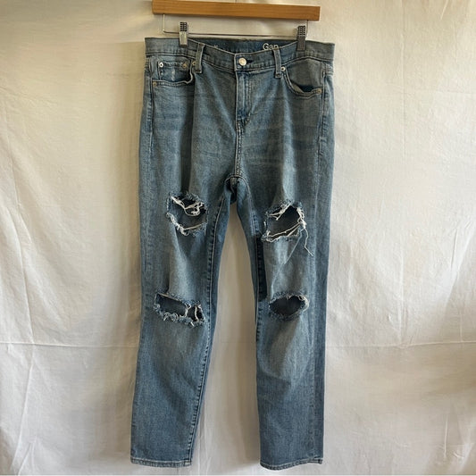 Gap Distressed Taper Jeans Womens Size 30 Denim Destroyed Boho Hippie Urban