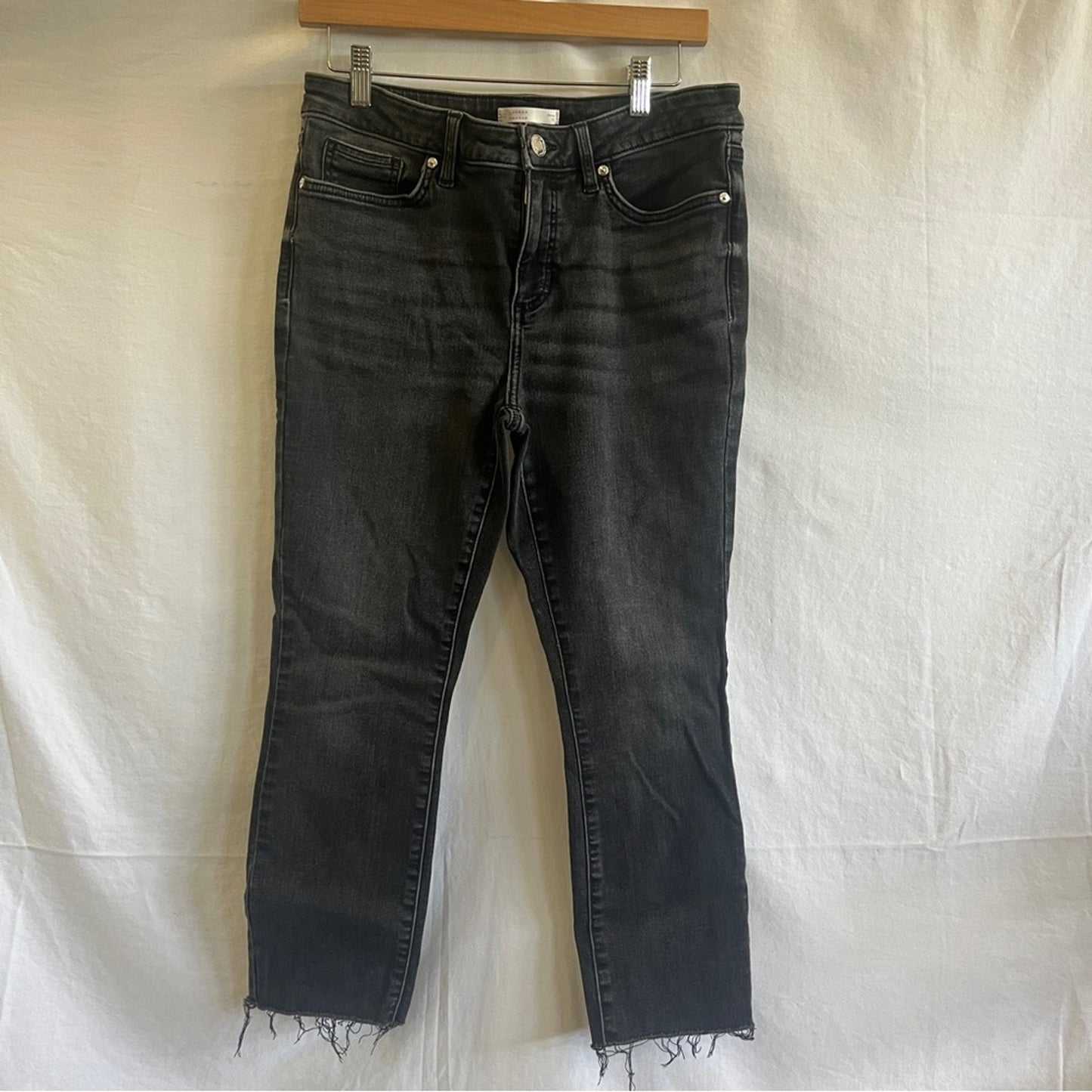 Lauren Conrad Black Skinny Denim Jeans Womens Size 10 Raw Hem Stretch Basic