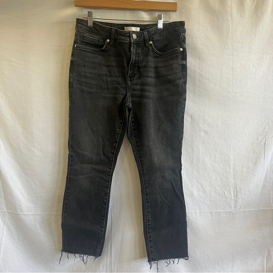 Lauren Conrad Black Skinny Denim Jeans Womens Size 10 Raw Hem Stretch Basic