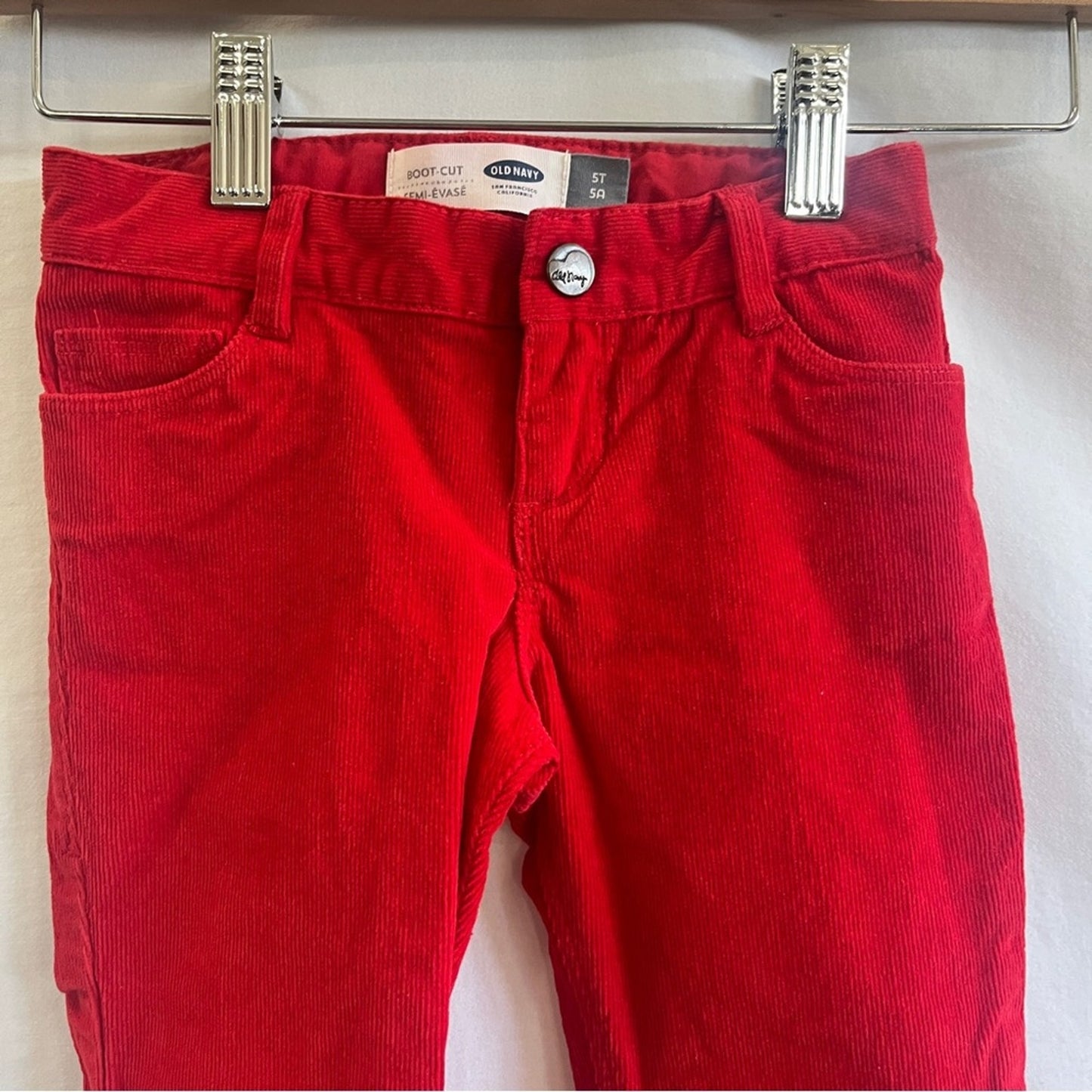 Old Navy Bootcut Corduroy Red Toddler Jeans Size 5T Semi-Evase Festive Christmas