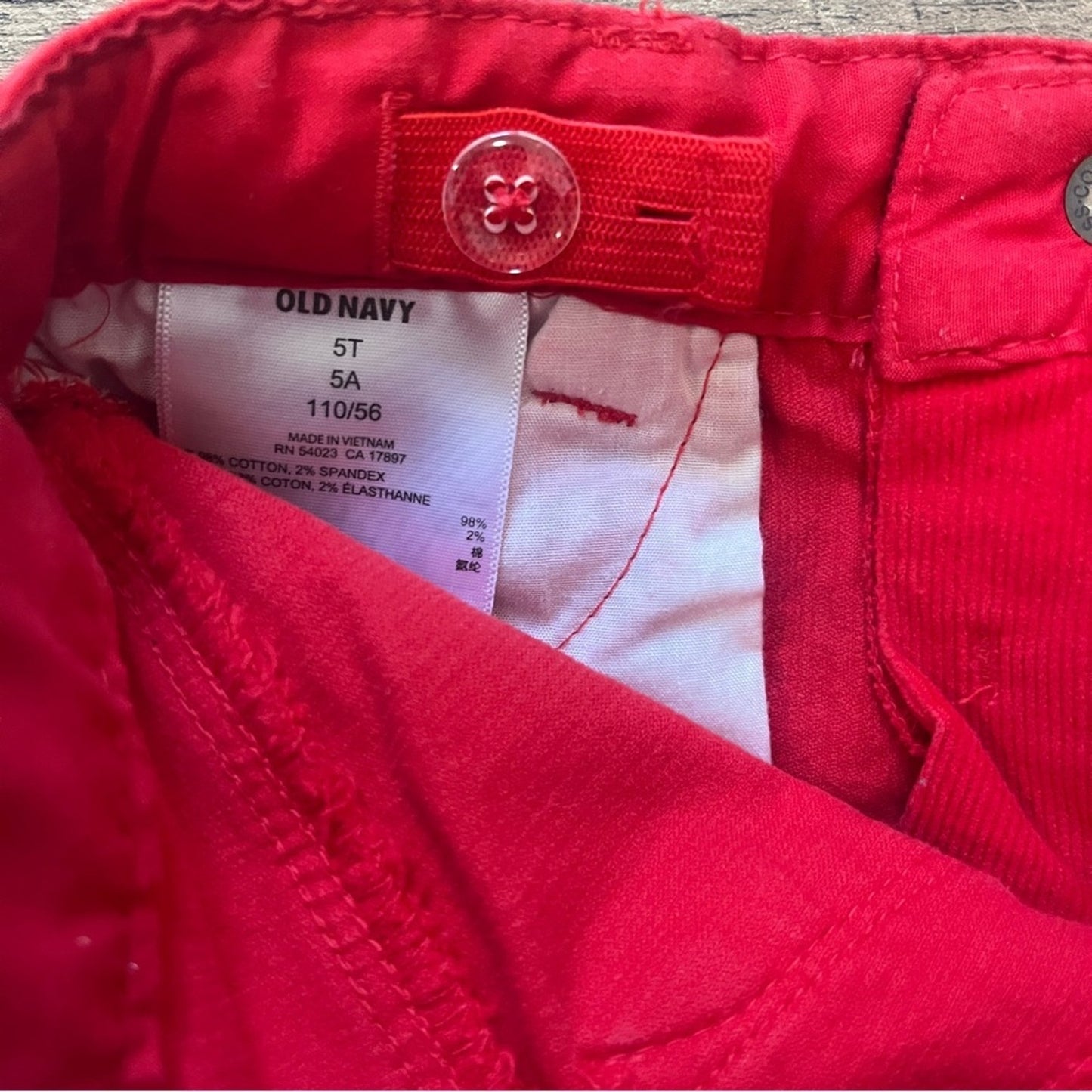 Old Navy Bootcut Corduroy Red Toddler Jeans Size 5T Semi-Evase Festive Christmas