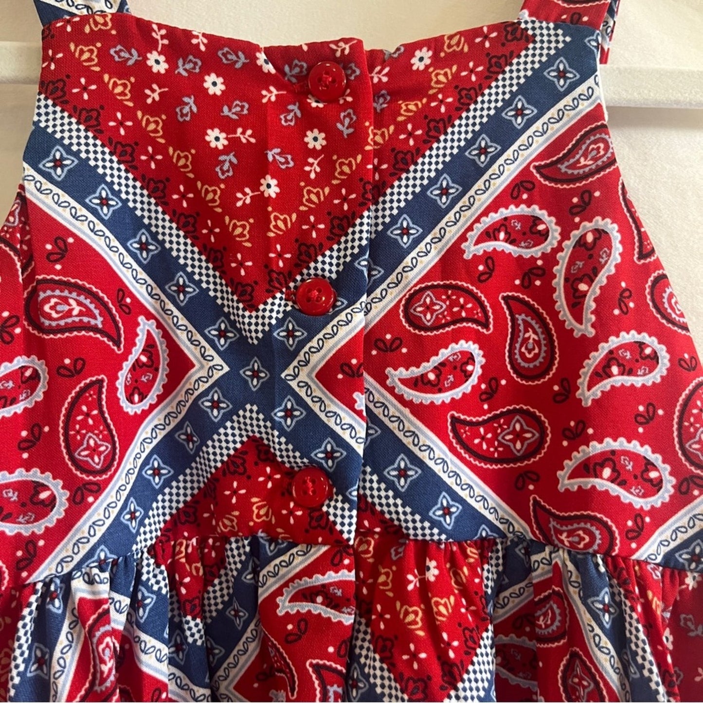 Good Lad Girls Sundress Size 4T Paisley Bandana Print Red White Blue Patriotic