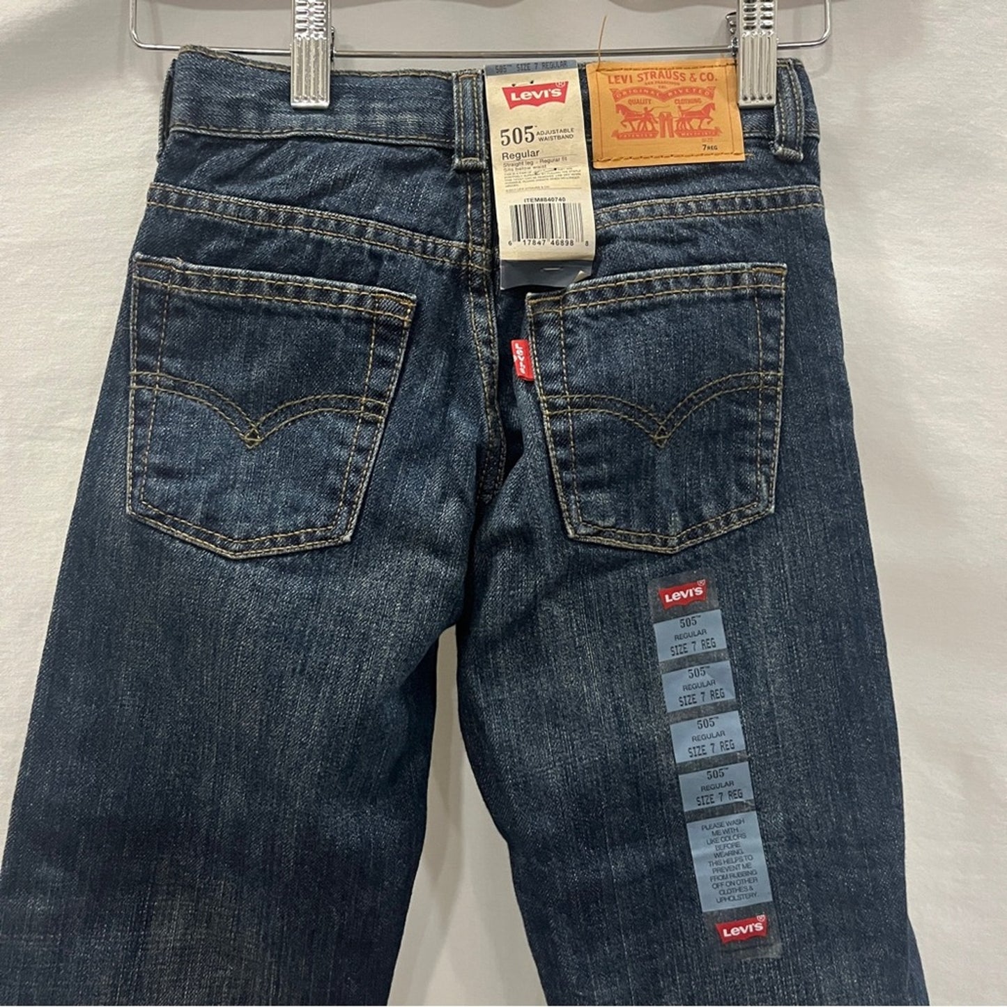 Levis 505 Regular Boys 7 Regular Straight Adjustable Waist Classic Basic New