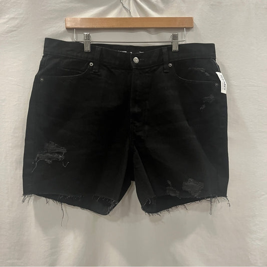 Old Navy Black Denim Jeans Womens Size 14 Slouchy Straight High Rise New Raw Hem