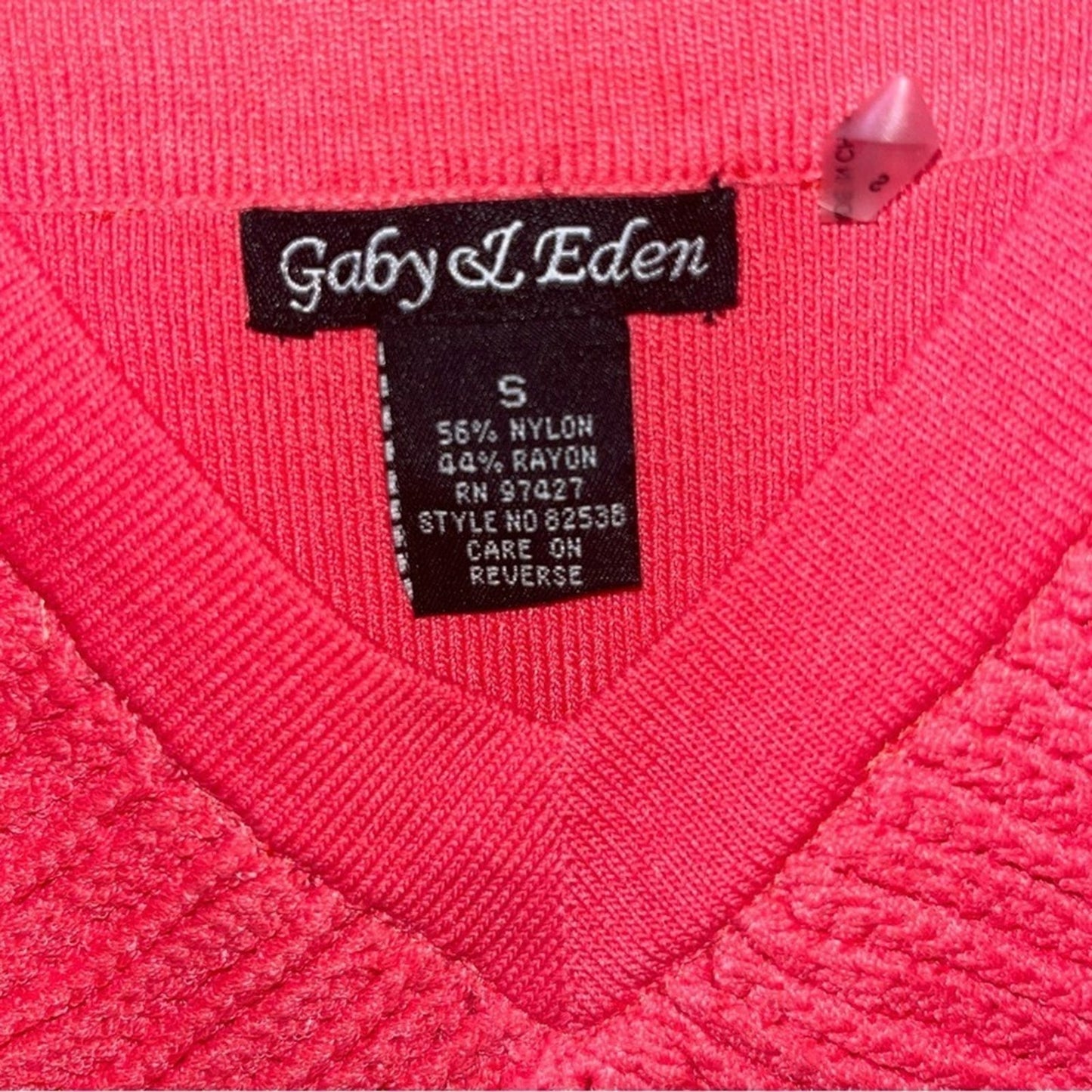 Gaby Eden Coral Tank Top Womens Small Crochet Knitted V Neck Pink Boho Hippie