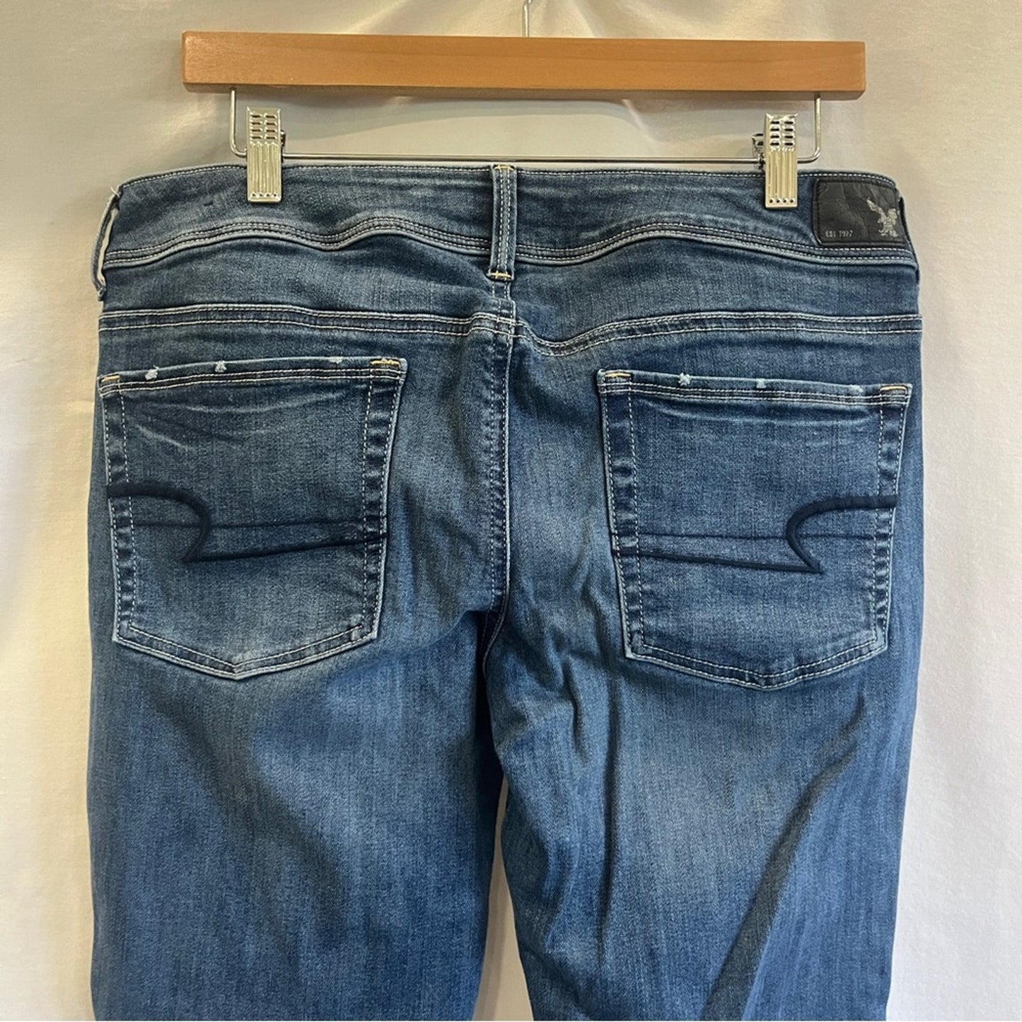 American Eagle Kickboot Super Stretch Denim Jeans Womens Size 14 Short Festival