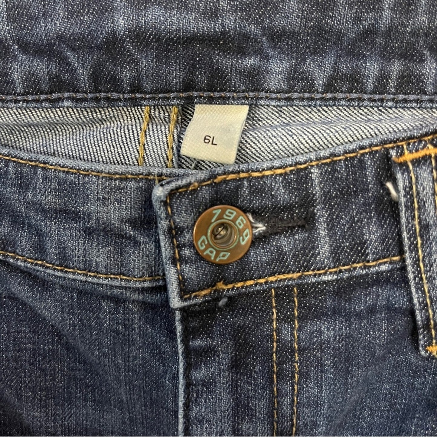 Gap Classic Stretch Straight Denim Jeans Size 6 Long Staple Essential Tall Dark