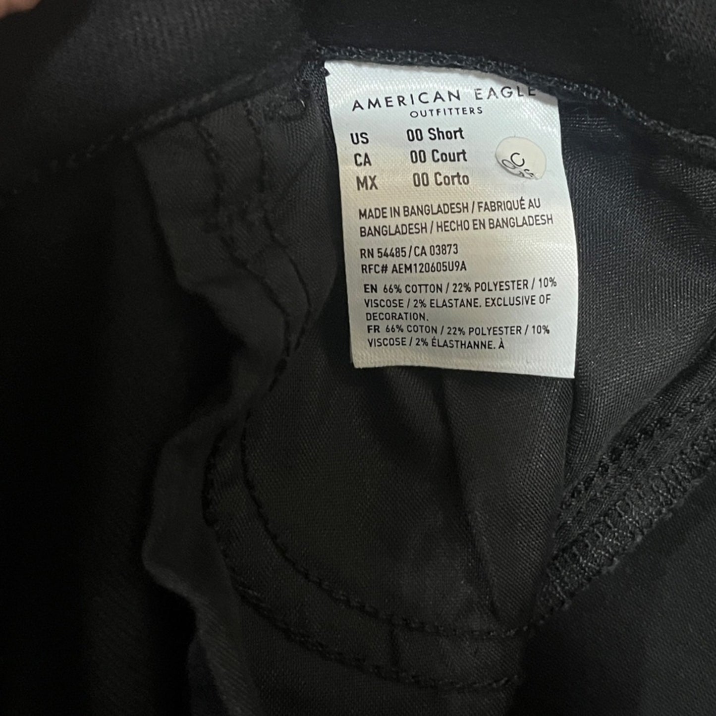 American Eagle Curvy Hi Rise Jegging Black Womens 00 Next Level Stretch Small
