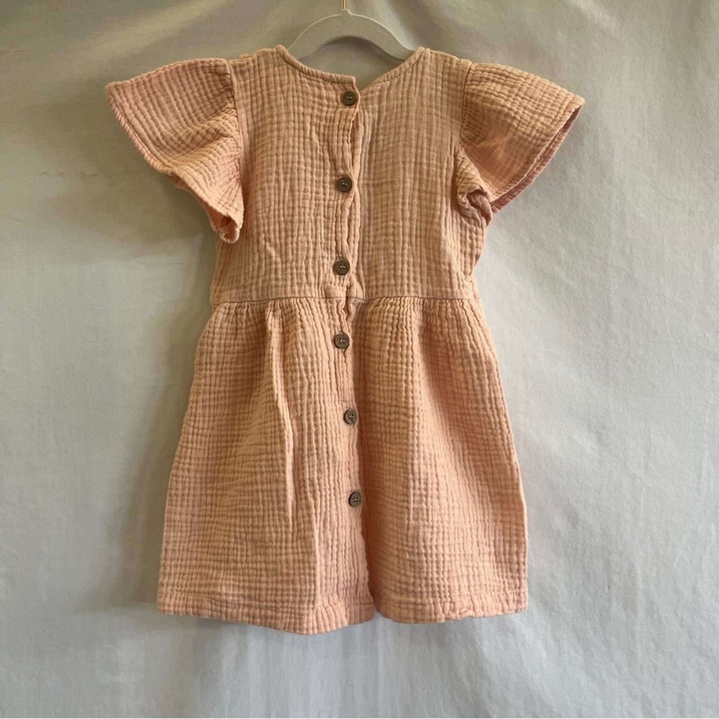 Jessica Simpson Toddler Dress Size 4T Peach Flutter Sleeve Pastel Easter