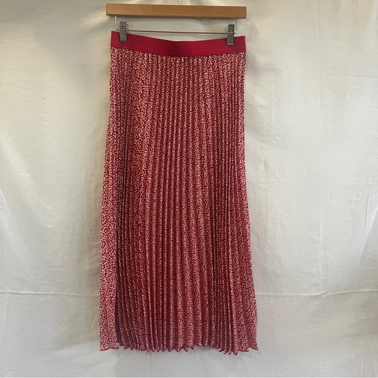 Vince Camuto Pleated Midi Skirt Womens Small Pink White Elastic Waist Lined Soft
