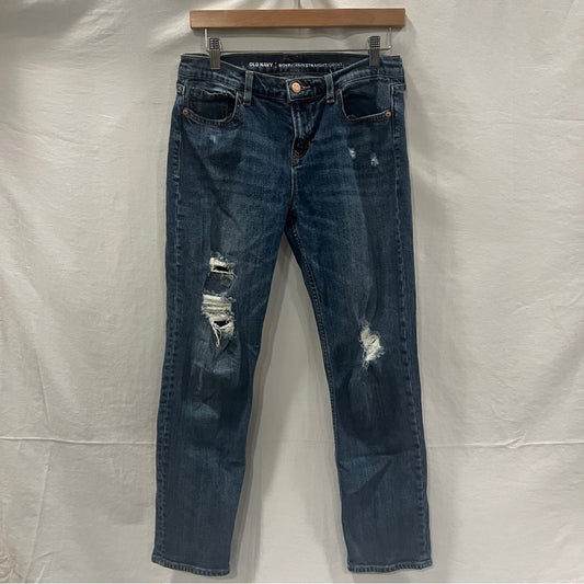 Old Navy Boyfriend Straight Droit Denim Jeans Womens Size 4 Distressed Simple