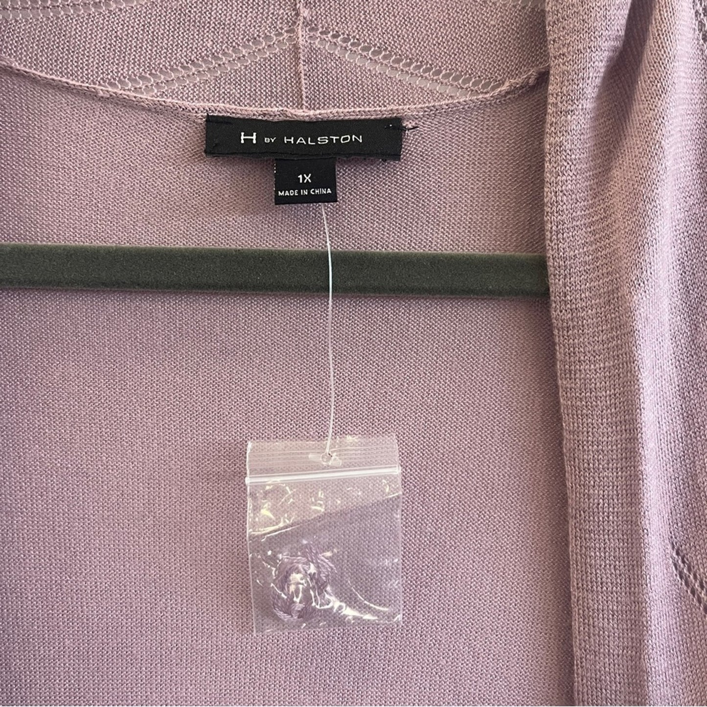 H by Halston Cardigan Womens 1X Light Purple Mauve Duster Open Front Dainty Boho