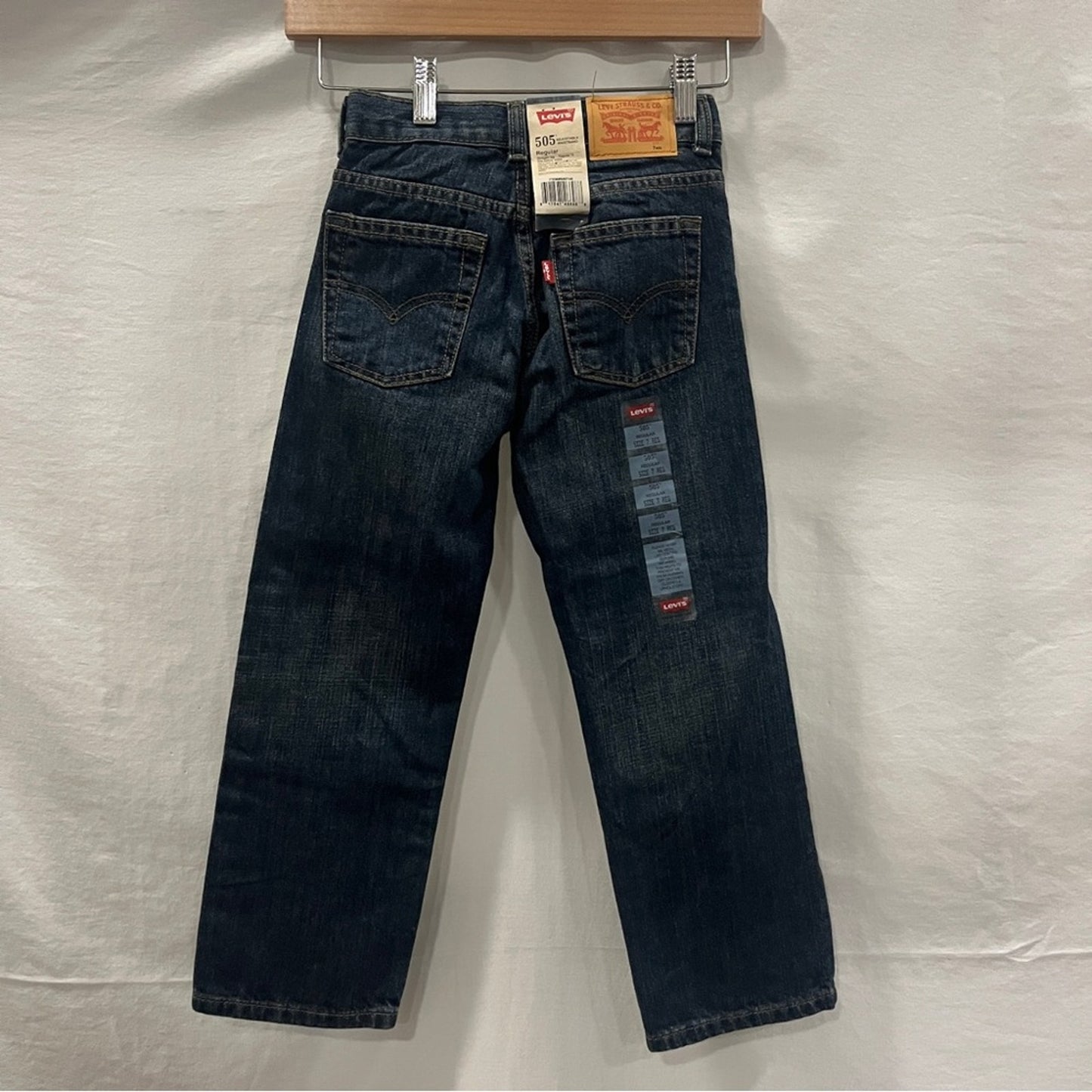 Levis 505 Regular Boys 7 Regular Straight Adjustable Waist Classic Basic New