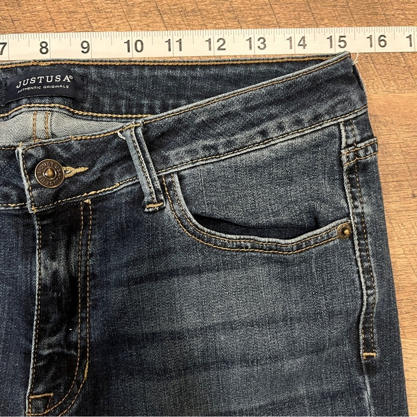 Just USA Skinny Medium Rise Denim Jeans Juniors Size 11 Raw Hem Casual Basic