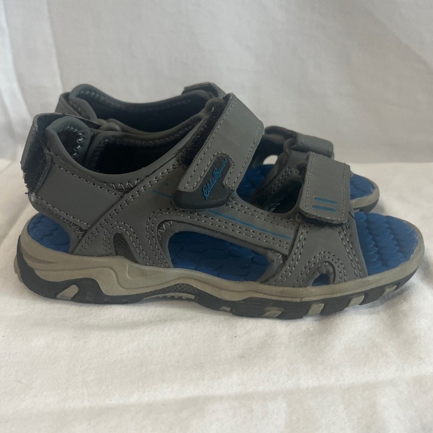 Eddie Bauer Rocky Blue Gray River Sandals Youth Size 11 Velcro Straps Outdoor