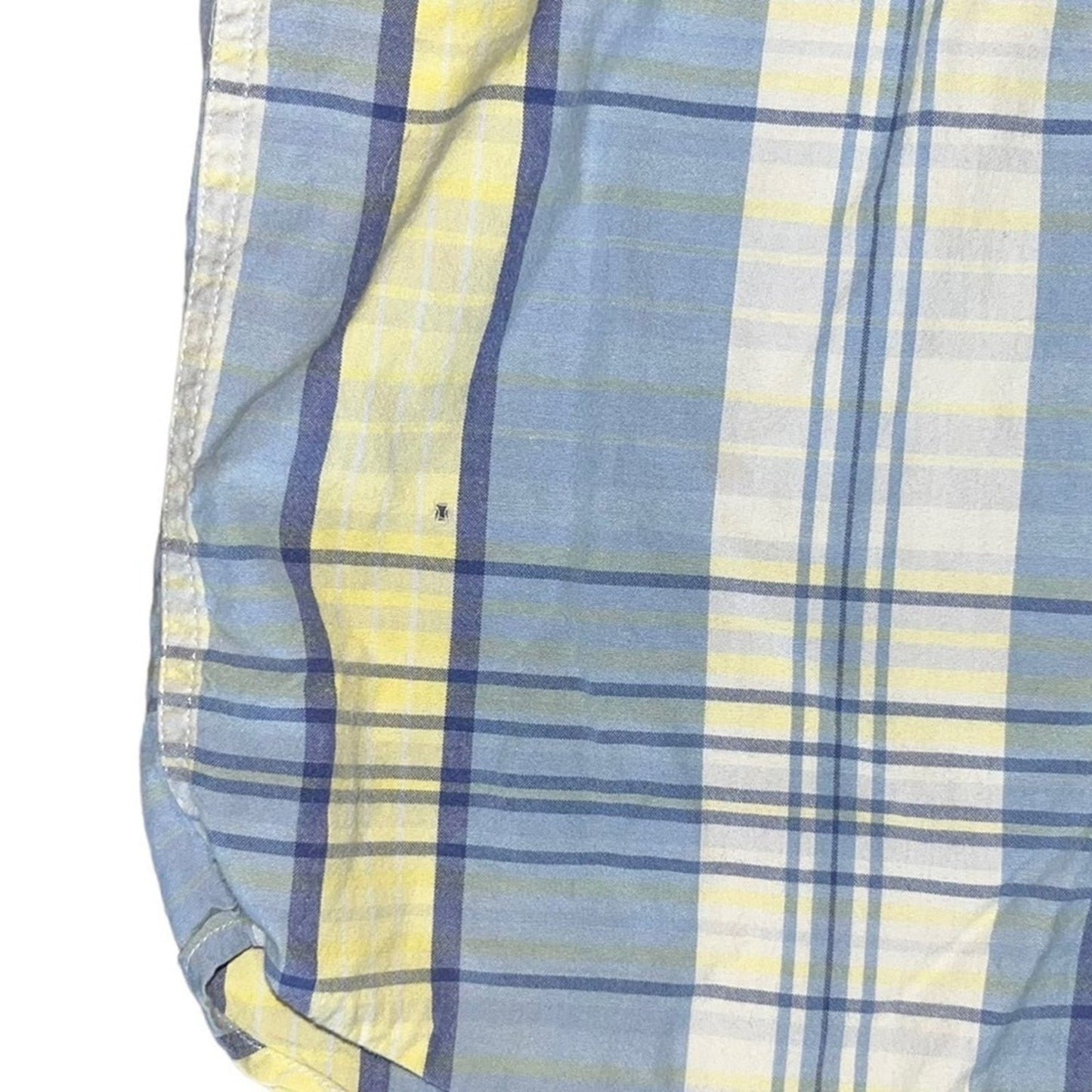 Nautica Mens Size XL Blue Yellow White Short Sleeve Button Down Shirt