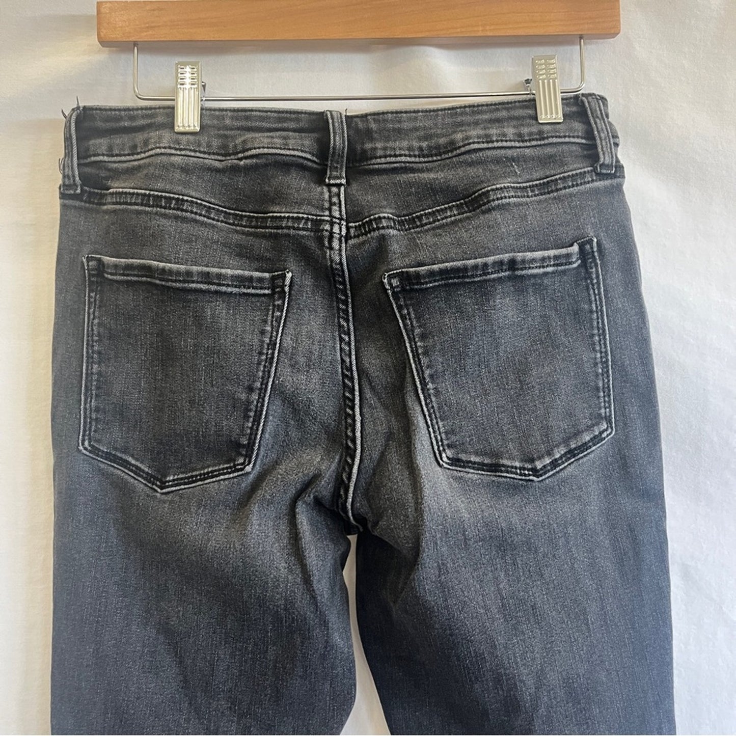 Lauren Conrad Black Skinny Denim Jeans Womens Size 10 Raw Hem Stretch Basic