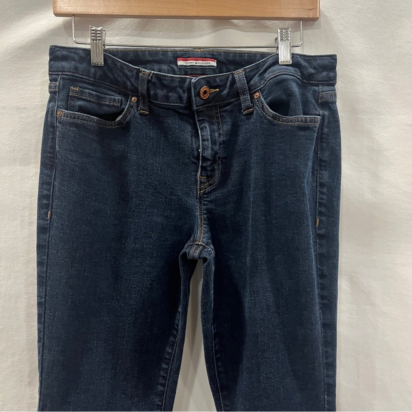 Tommy Hilfiger Bootcut Jeans Womens 10 Regular Dark Wash Basic Classic Simple