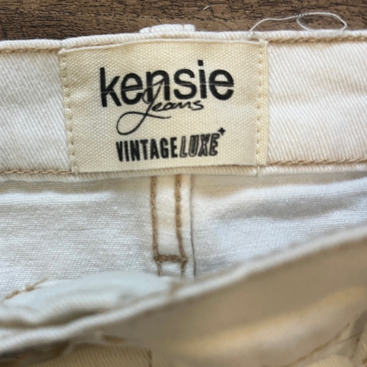 Kensie Vintage Luxe Button Down Cream Mini Denim Skirt Womens Size 10 A Line