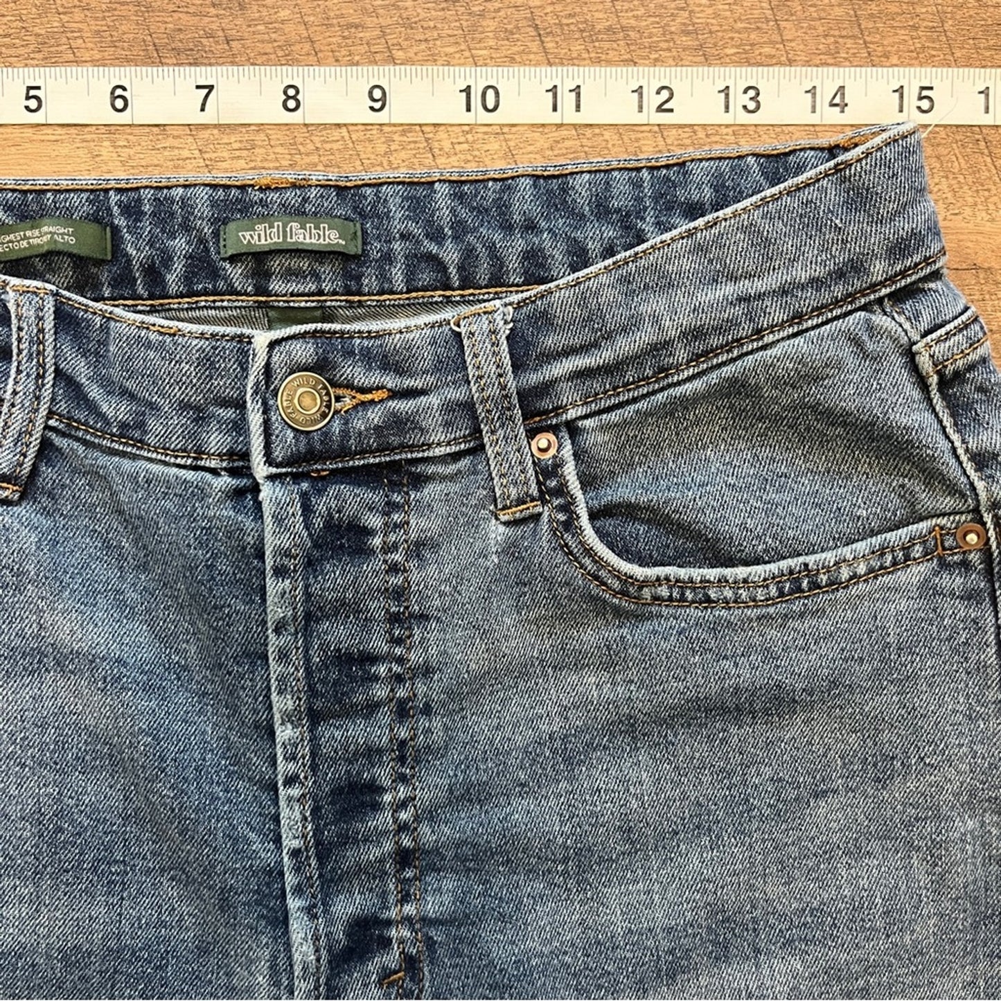 Wild Fable Buttonfly High Rise Mom Jeans Denim Womens Size 12 Distressed Boho