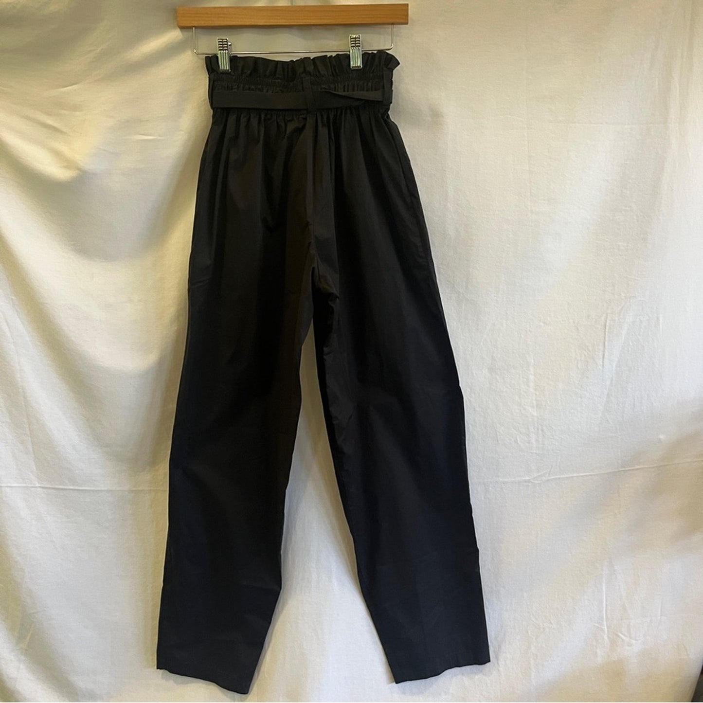 Monica Nera Black High Waist Paperbag Pants Belt Tie Classy Sophisticated Pocket