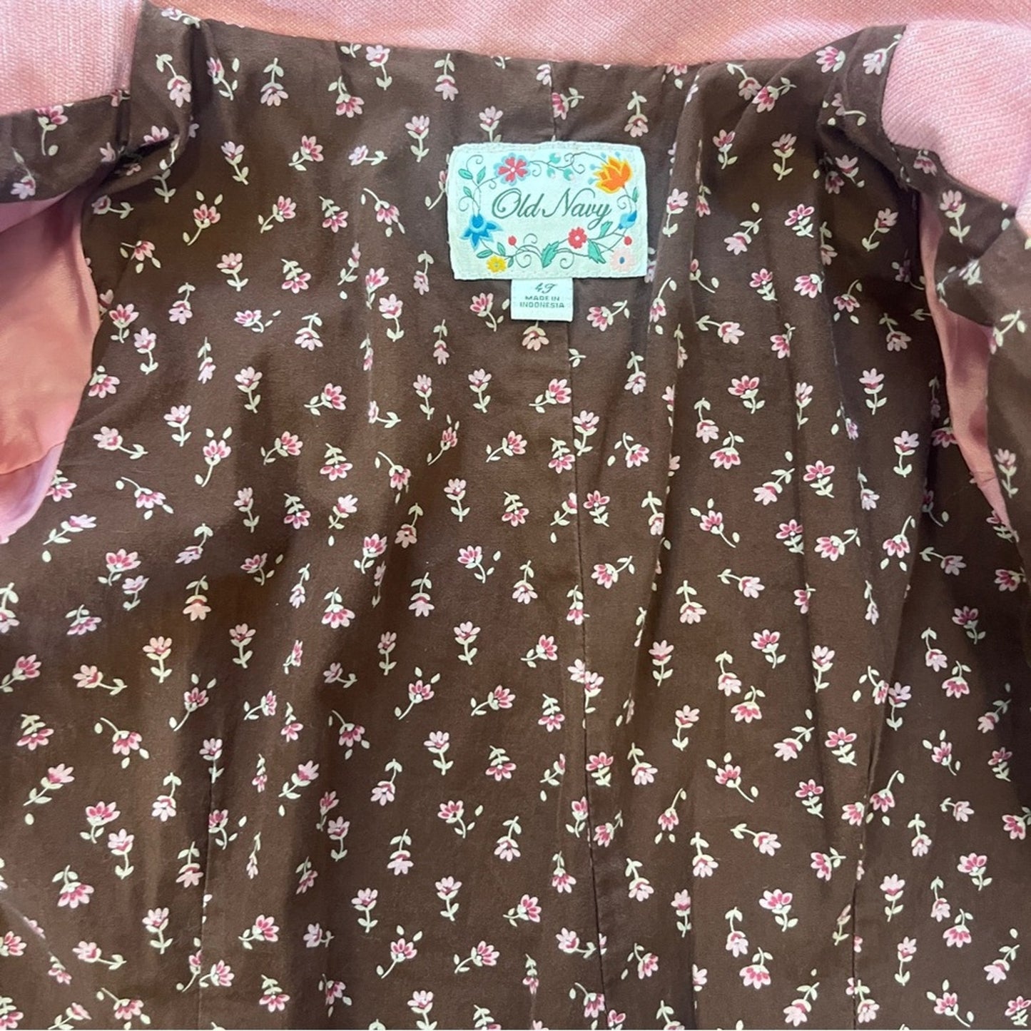 Old Navy Pink Toddler Pea Coat Girls Size 4T Floral Lining Dainty Easter Girly
