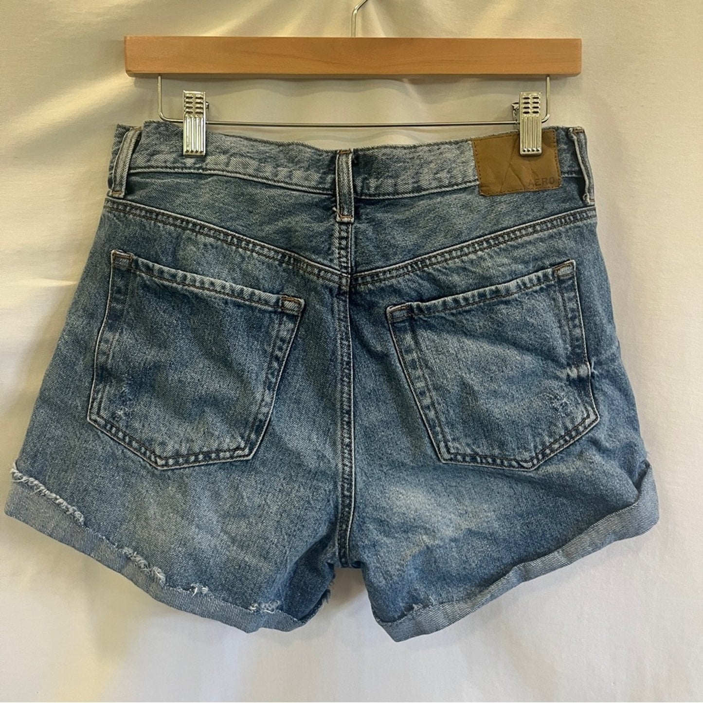 Aeropostle Mom Shorts Denim Womens Size 10 Distressed Cuffed Casual Summer Basic