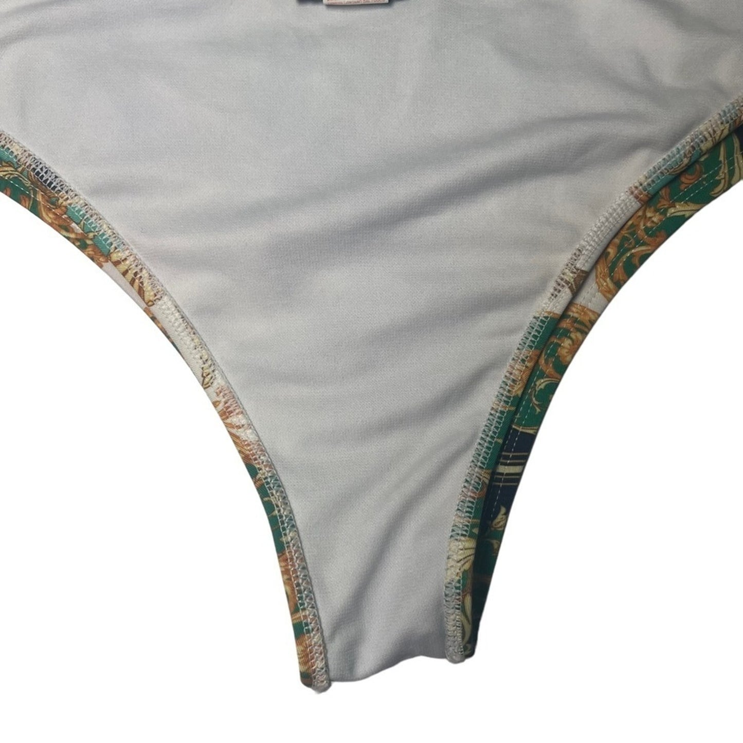 Pretty Little Thing Green Shell Chain Print Scoop Neck Bikini MISMATCH SIZES