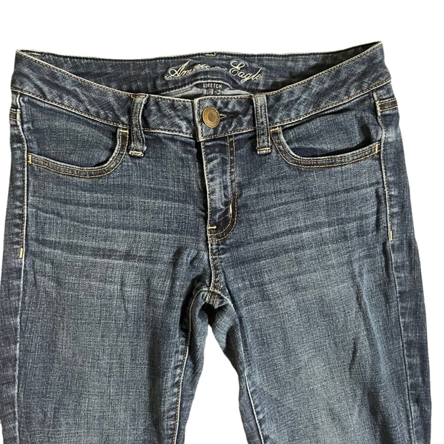 American Eagle Womens Jegging Size 6 Stretch  Medium Wash Whiskered Denim Jeans