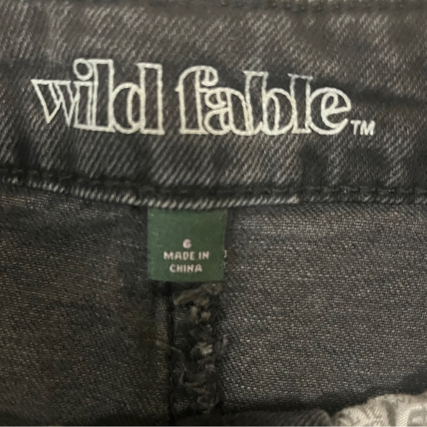 Wild Fable Black Denim Skirt Womens Size 6 Raw Hem Mini Coastal Cowgirl Western