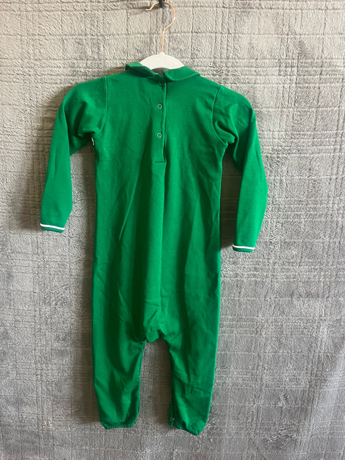 The Beaufort Bonnet Company Green Smocked Whale Long Sleeve Romper 3T