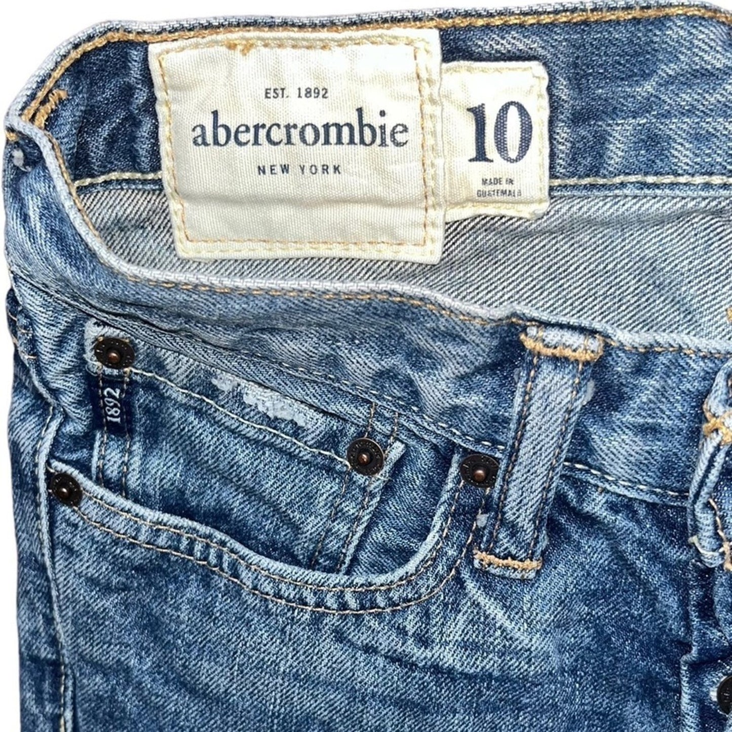 Abercrombie Boys Jeans Size 10 Straight Buttonfly Medium Wash Denim Jeans Basic