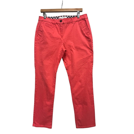 Boden Coral Pants Womens Size 8 Long Flat Front Casual Preppy Tropical Island