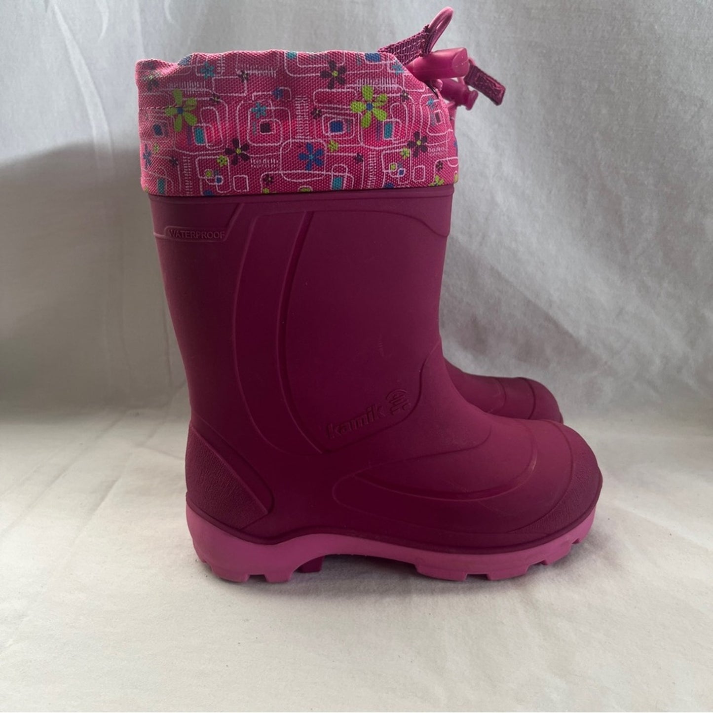 Kamik Waterproof Snow Rain Boots Pink Size 11 Insulated Adjustable Outdoor Play