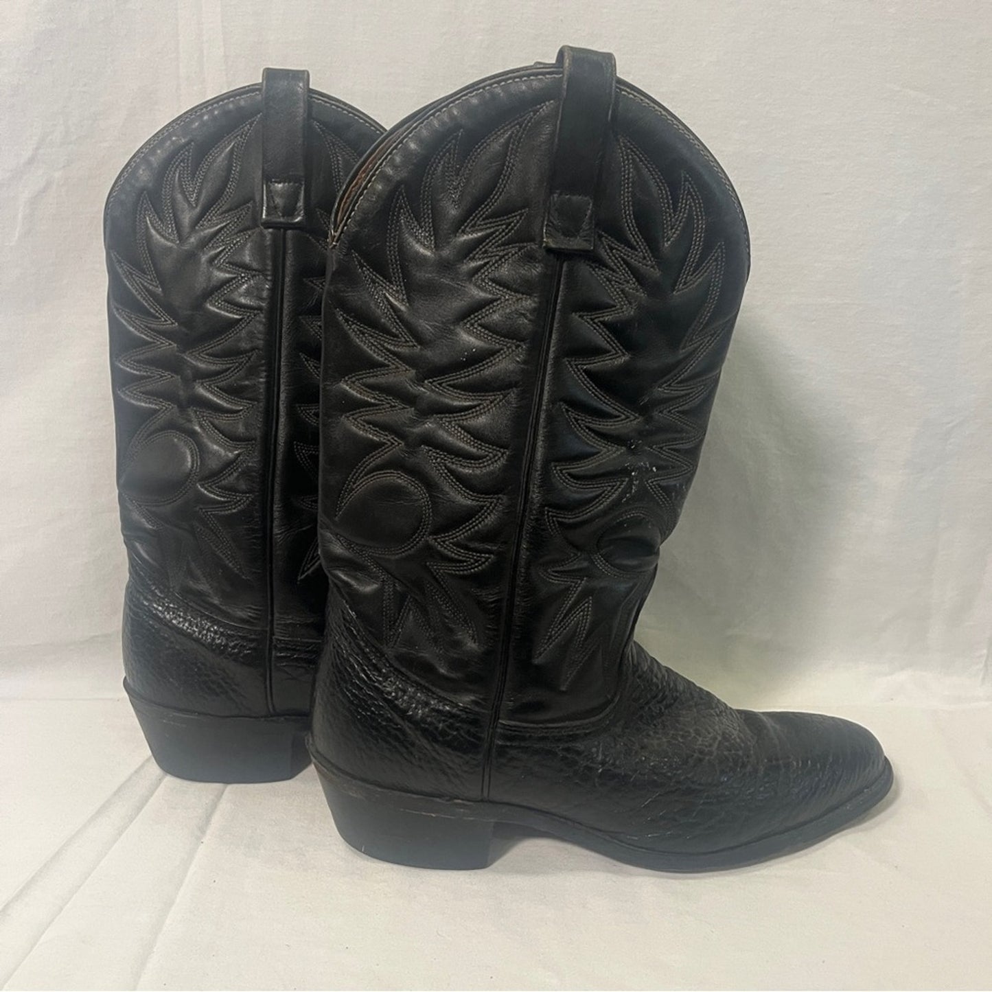 Palomino 932 Country Western Cowboy Boots Men Size 10D Black Leather Embroidered