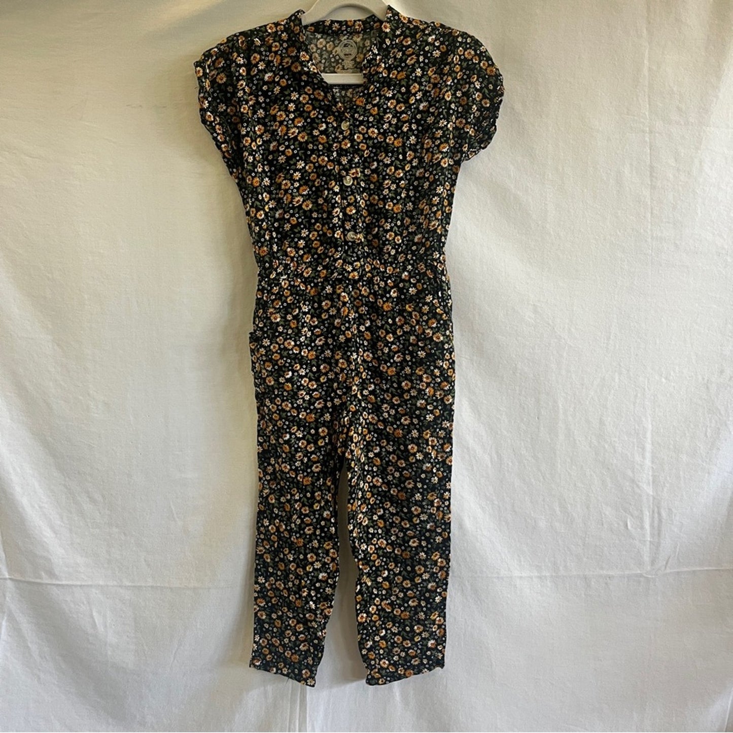 Wonder Nation Girls Floral Romper Size 4/5 Elastic Waist Front Button Spring