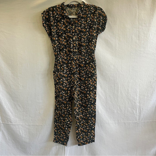 Wonder Nation Girls Floral Romper Size 4/5 Elastic Waist Front Button Spring