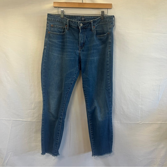 Gap Curvy True Skinny Jeans Womens Size 12 Raw Hem Basic Simple Neutral Denim