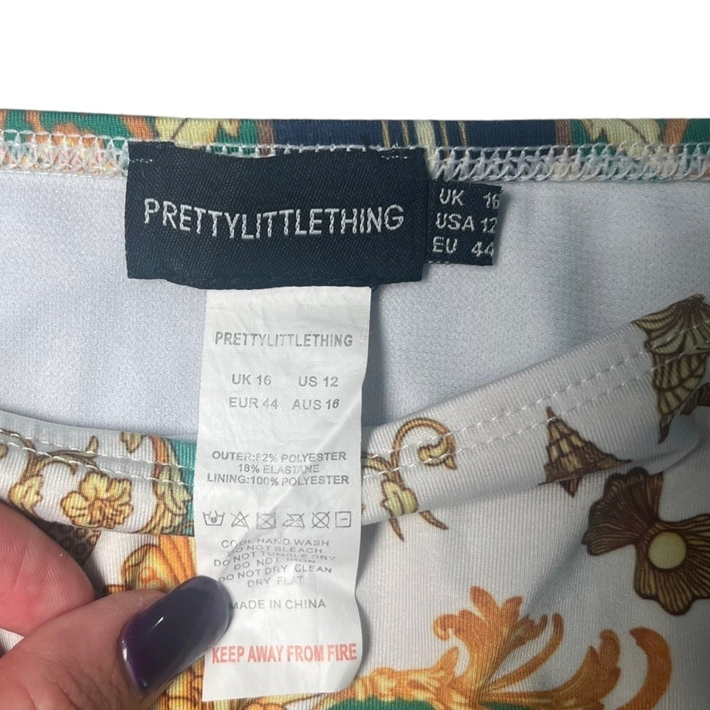 Pretty Little Thing Green Shell Chain Print Scoop Neck Bikini MISMATCH SIZES