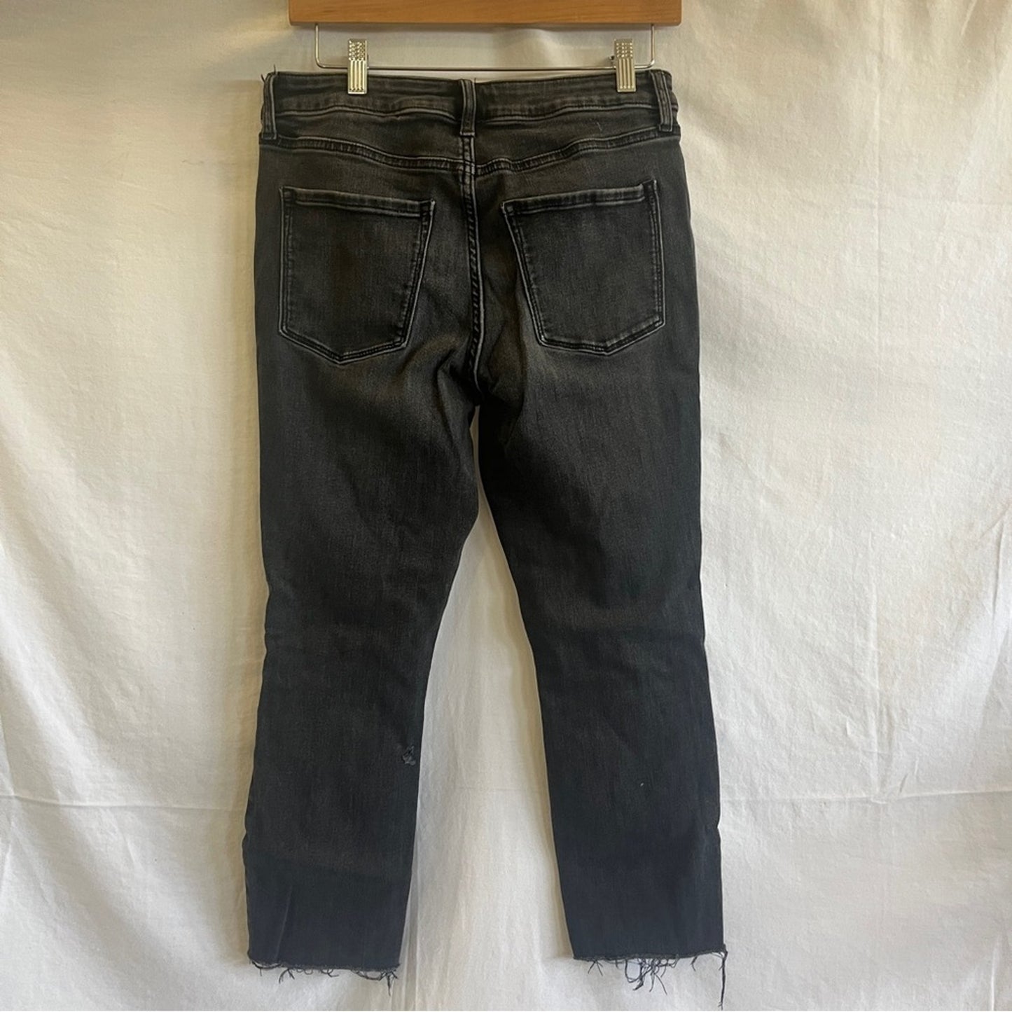 Lauren Conrad Black Skinny Denim Jeans Womens Size 10 Raw Hem Stretch Basic