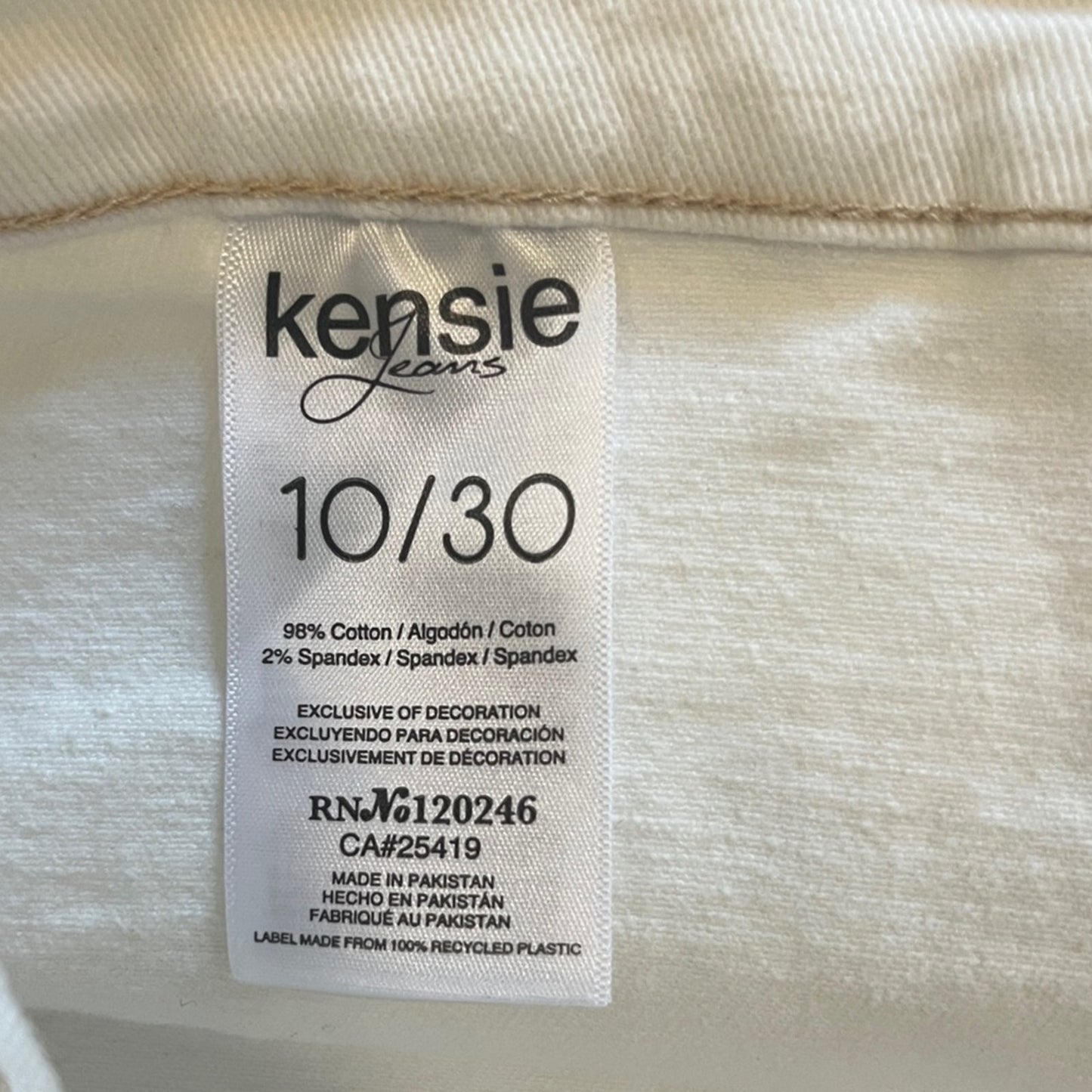 Kensie Vintage Luxe Button Down Cream Mini Denim Skirt Womens Size 10 A Line
