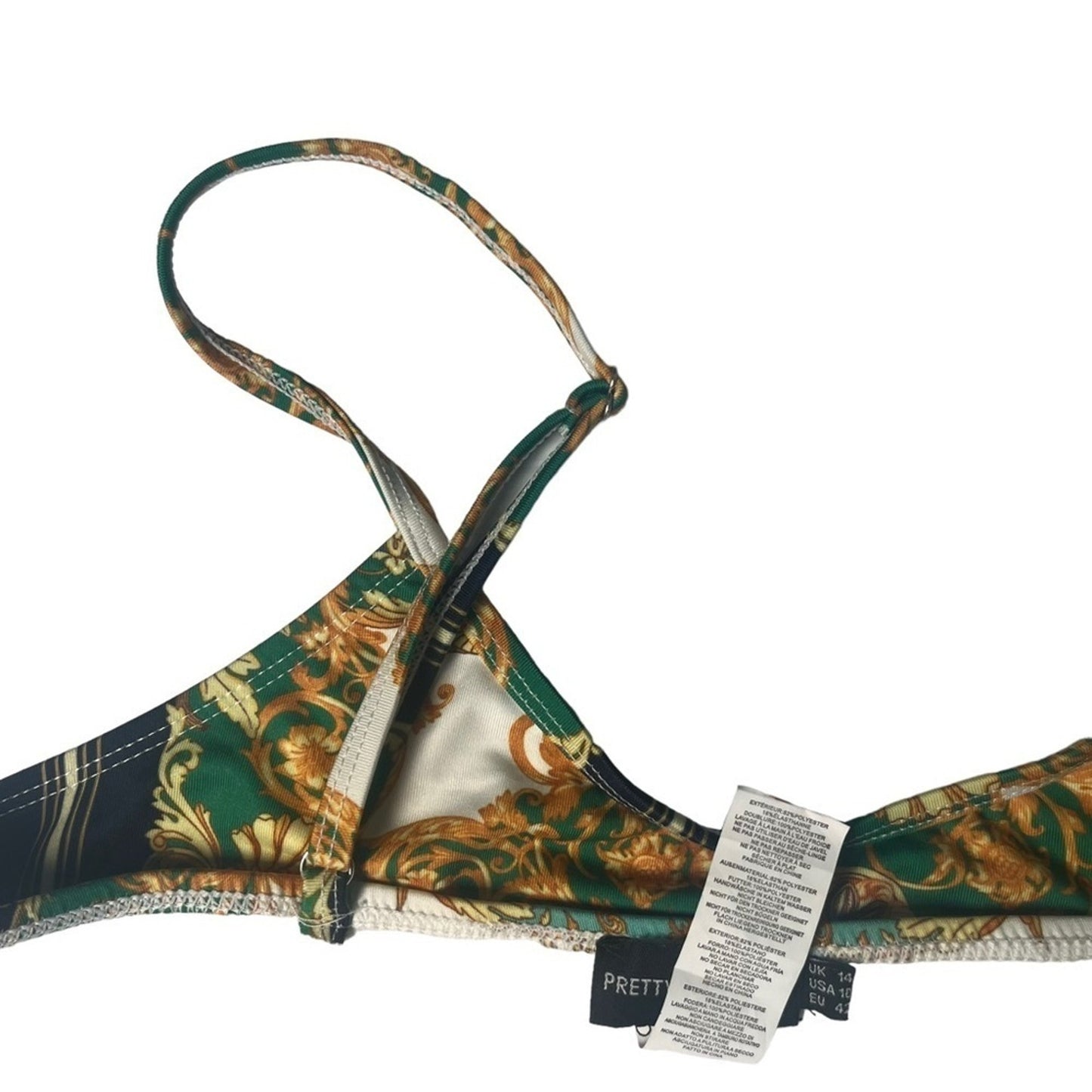 Pretty Little Thing Green Shell Chain Print Scoop Neck Bikini MISMATCH SIZES