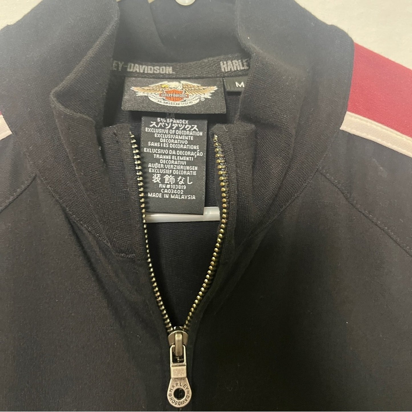 Harley Davidson Medium Jacket Black Long Sleeve Biker Rugged Baddie Lightweight
