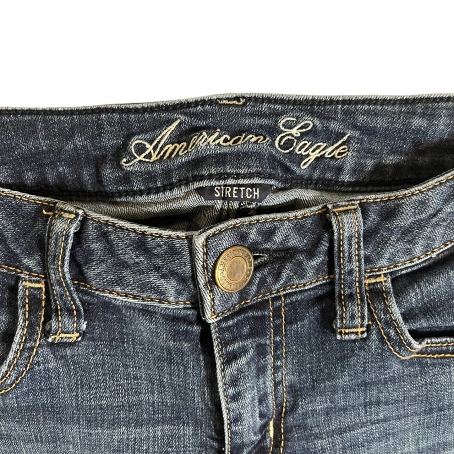 American Eagle Womens Jegging Size 6 Stretch  Medium Wash Whiskered Denim Jeans