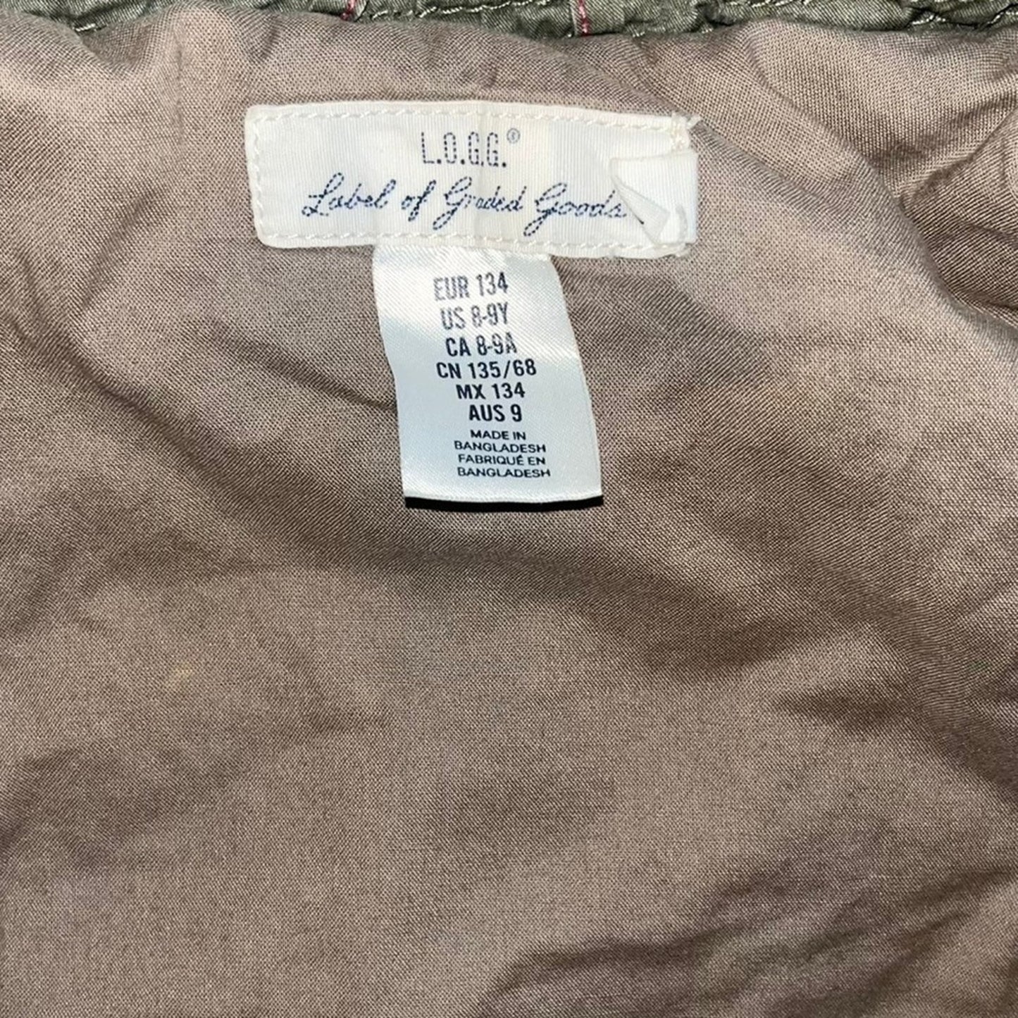 Label of Graded Goods Full Zip and Button Down Coat Girls Size 8-9 Army Green