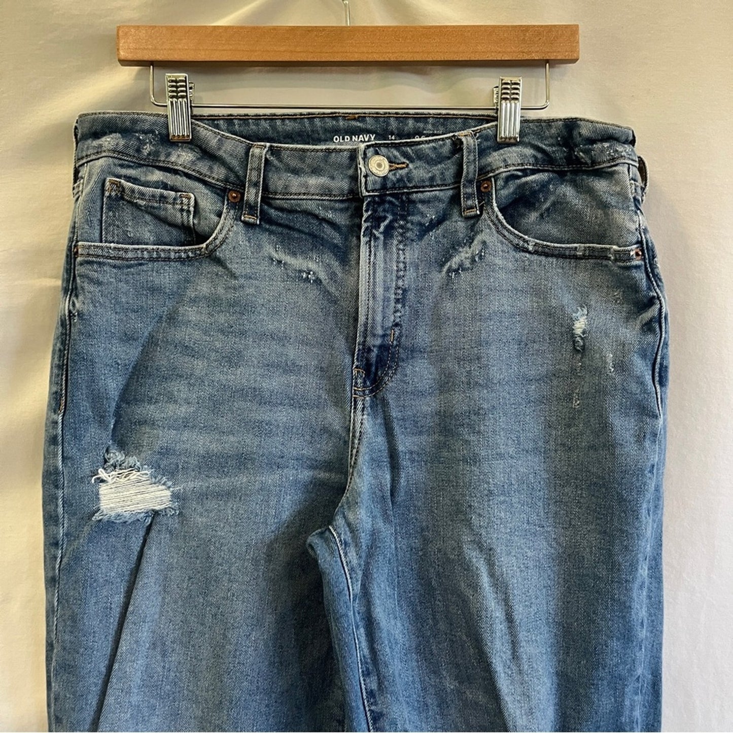 Old Navy High Rise OG Loose Denim Jeans Womens Size 14 Medium Wash Secret Pocket