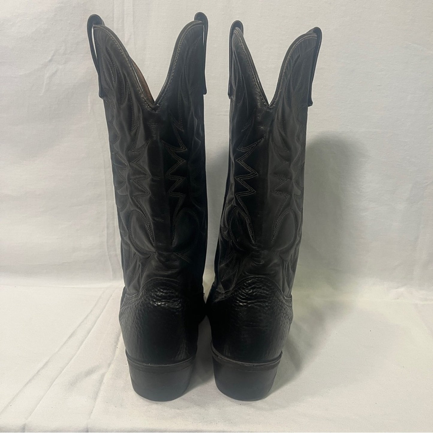 Palomino 932 Country Western Cowboy Boots Men Size 10D Black Leather Embroidered