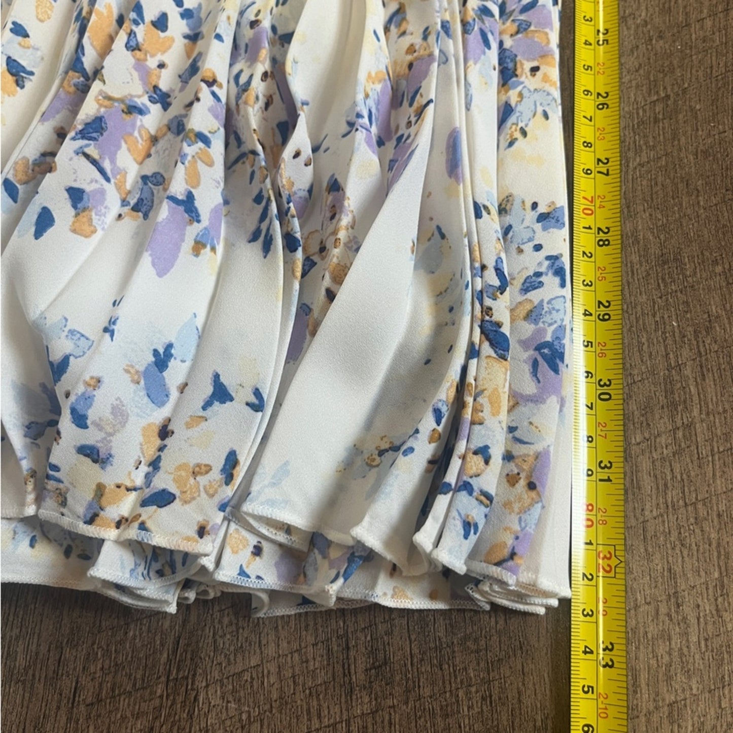 Vince Camuto Pleated Midi Skirt Womens Small Ivory Floral Elastic Waist Lined