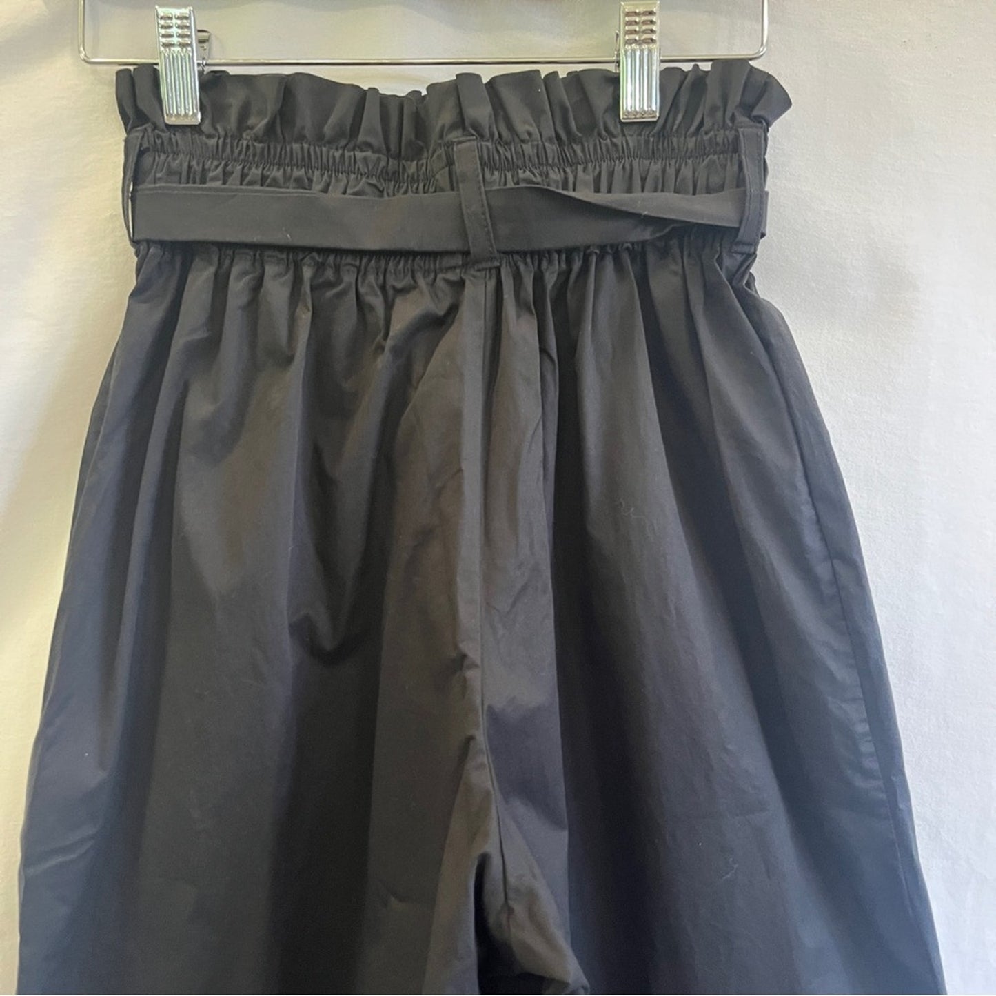 Monica Nera Black High Waist Paperbag Pants Belt Tie Classy Sophisticated Pocket