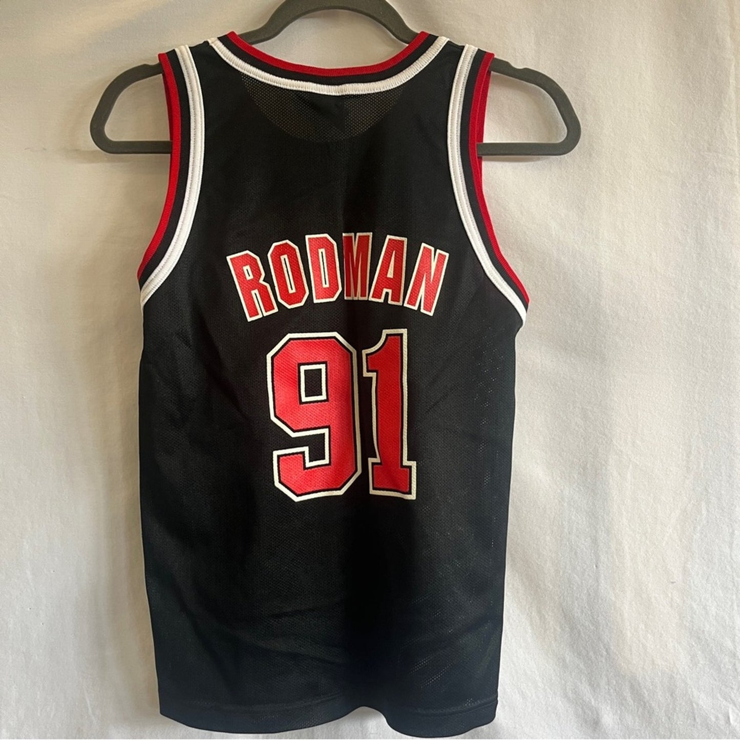 Vintage Champion NBA Basketball Jersey Chicago Bulls Dennis Rodman 91 Youth Med
